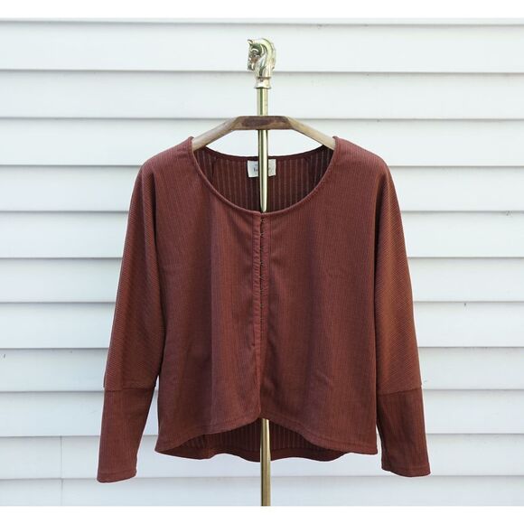 Böhme Boho Burnt Orange Hook and Eye Long Sleeve Blouse - Picture 1 of 8